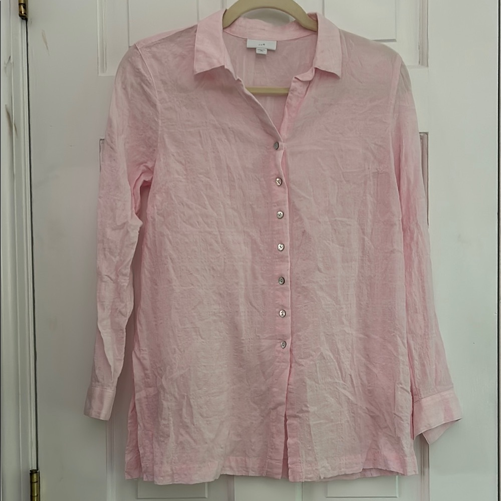 J Jill Pink Seersucker Blouse Shirt XSP XS Petite